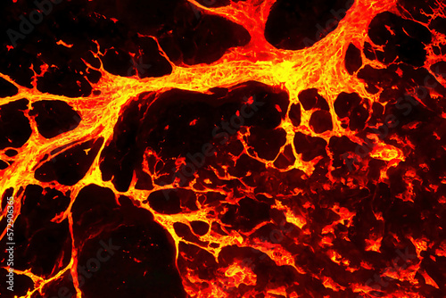 Complex lava flow network background wallpaper created with Generative AI technology