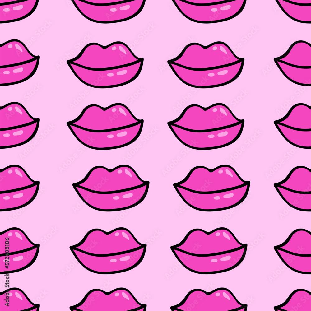 Hand drawn vector female lips seamless vector pattern. Highlight lips in doodle style. Hand drawn vector female lips seamless vector pattern. Highlight lips in doodle style.