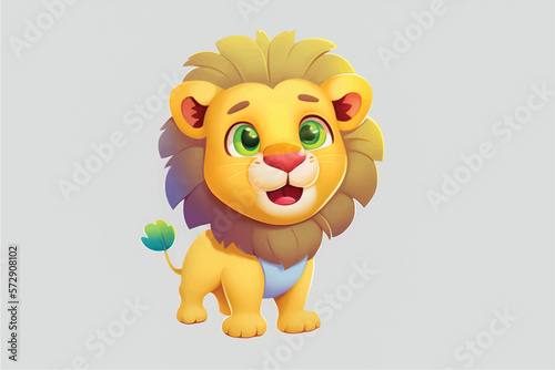 This playful illustration of a friendly lion with a nature background is perfect for kids. The charming and approachable style of the lion evokes a sense of adventure, while the soothing nature