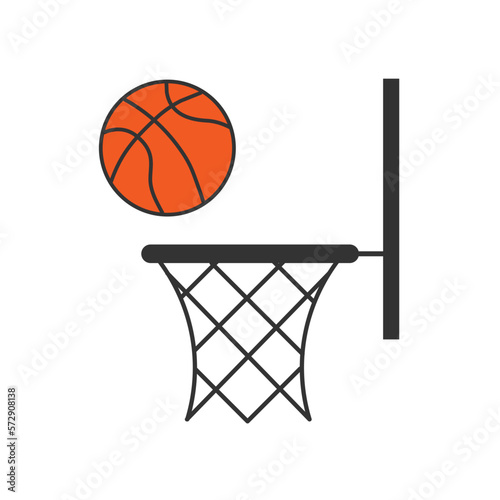 Basketball icon. Basketball Hoop flat vector ilustration.