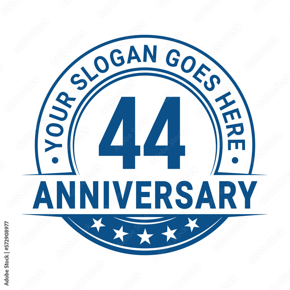 44 years anniversary logo design template. Vector illustration.
