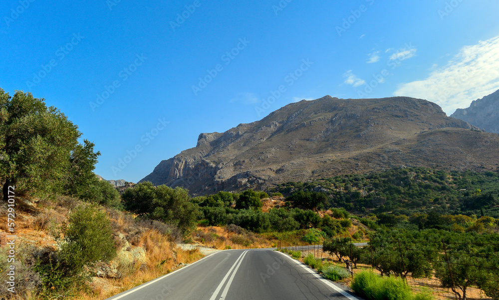 Provinzstrasse nach Preveli Palmenstrand (Kreta, Griechenland)