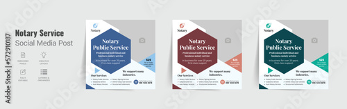Notary service social media post template; notary public signing agent web banner design layout. digital marketing post 