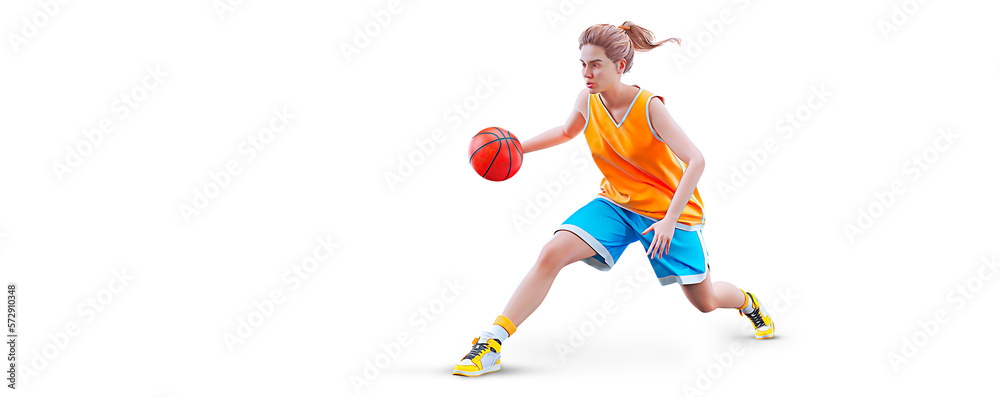Realistic silhouette of a NBA basketball player woman in action isolated white background.