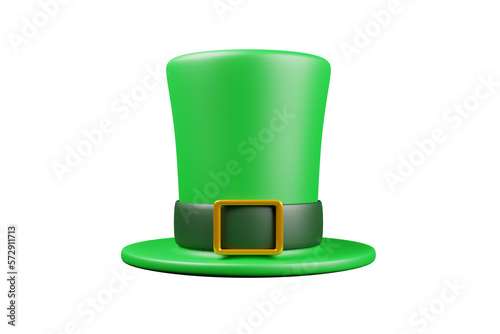A 3D illustration of a green clover leaf in a cartoon style for St. Patrick's Day