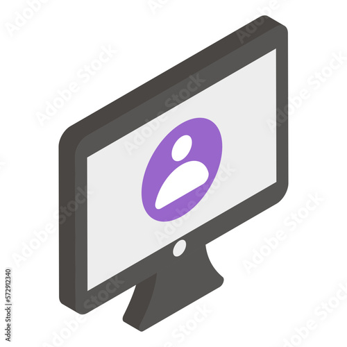 Login Screen isometric Concept, Video Streaming Channel or Profile Photo Vector  Icon Design, Video blogger Symbol, vlogger or videography equipment Sign, motion pictures and film maker illustration