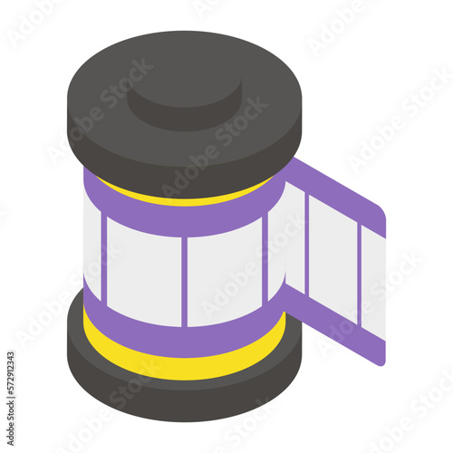 Movie Making Camera with Digital Unit isometric concept, Camcoder with Display Vector Color Icon Design, Video blogger Symbol, vlogger or videography equipment Sign motion picture and film maker Stock