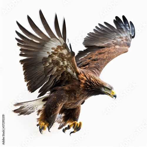 White-tailed Eagle (Haliaeetus albicilla) isolated on white background. Generative AI