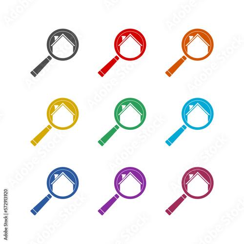 Home search logo icon isolated on white background. Set icons colorful