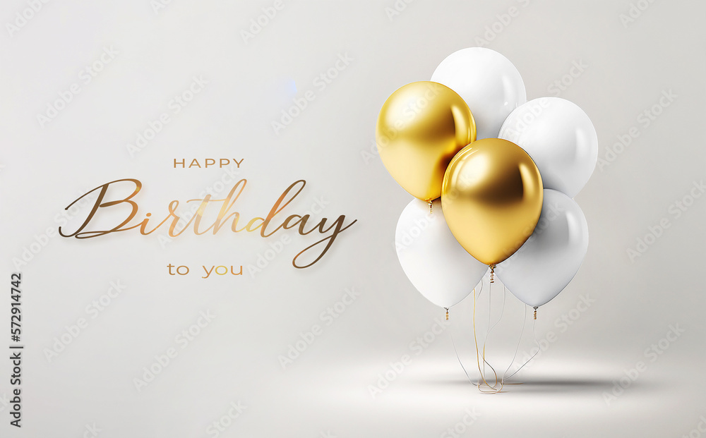 Happy birthday with realistic balloons Stock Illustration | Adobe Stock