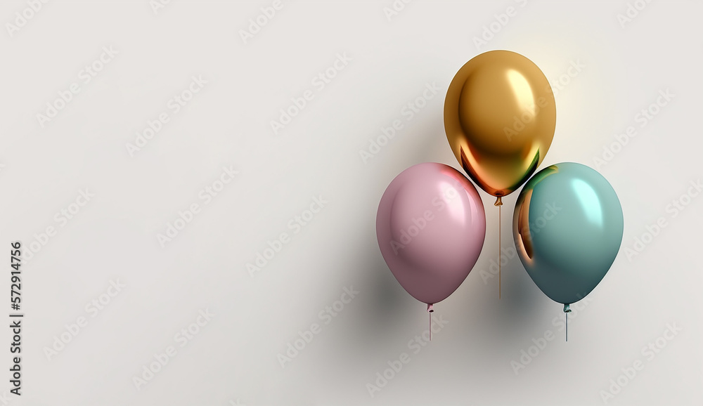 Happy birthday with realistic balloons Stock Illustration | Adobe Stock
