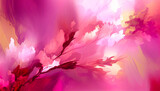 Vivid pink and purple hues in a dynamic floral abstraction, conveying a sense of movement and blooming life.