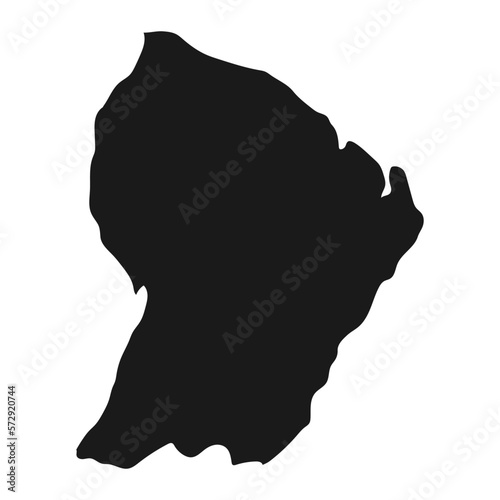 Highly detailed French Guiana map with borders isolated on background
