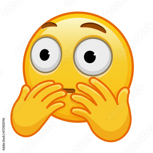 Frightened face covering with hands Large size of yellow emoji smile