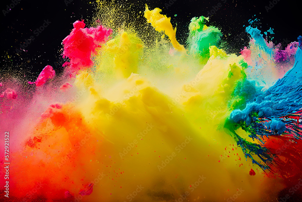 Exploding liquid paint in rainbow colors with splashes, Generative AI Illustration 01
