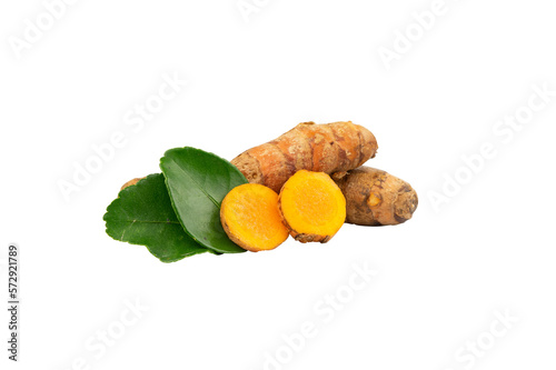 Фотография turmeric with leaves isolated for herb design element