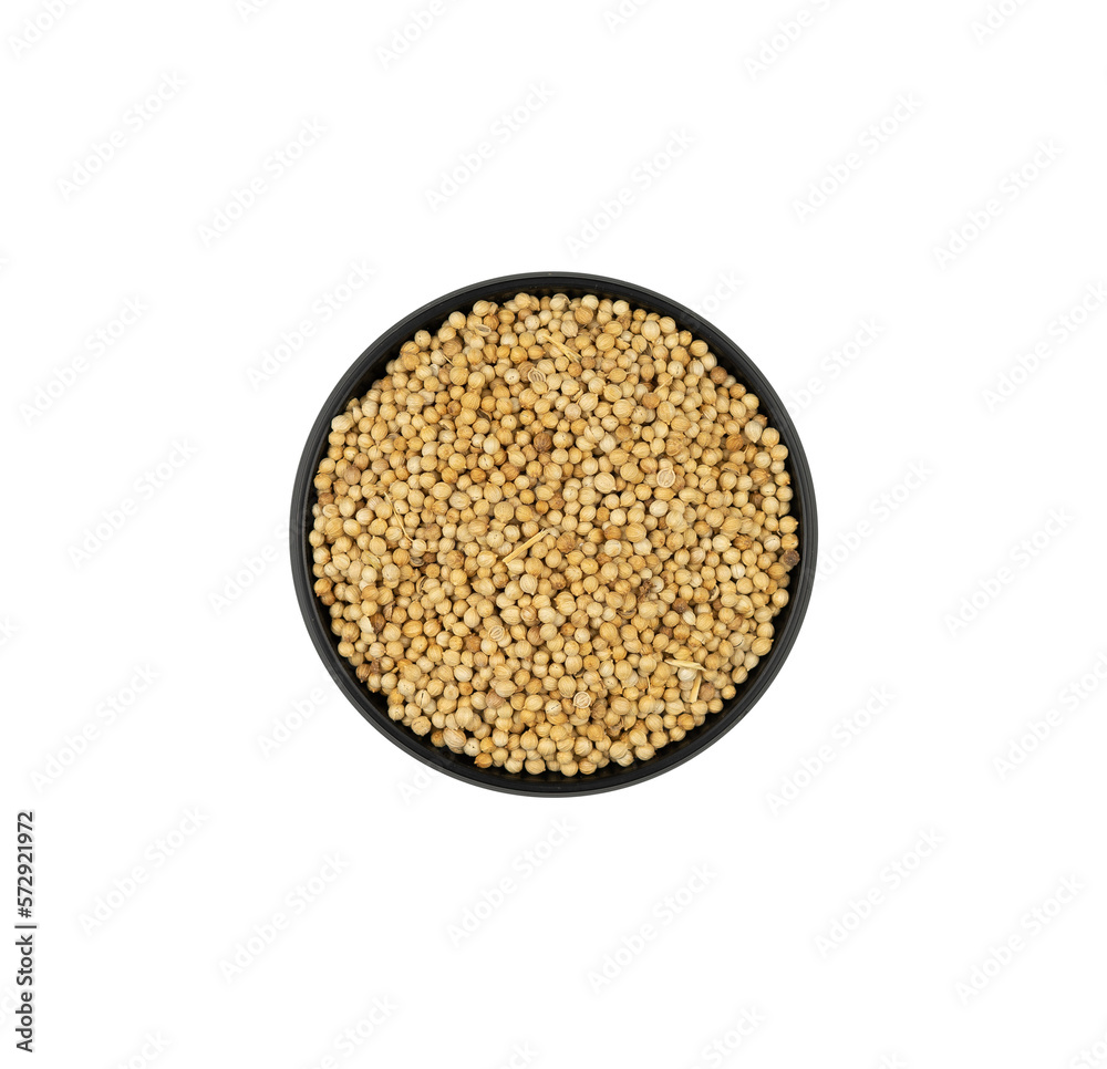 Coriander seeds in a small bowl isolated. kitchen spice design elements Coriander seeds in a small bowl isolated. kitchen spice design elements