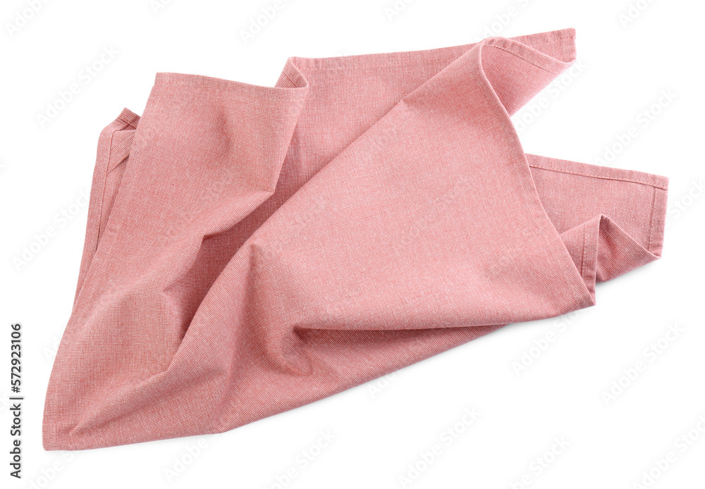 Crumpled color fabric napkin isolated on white, top view Crumpled color fabric napkin isolated on white, top view