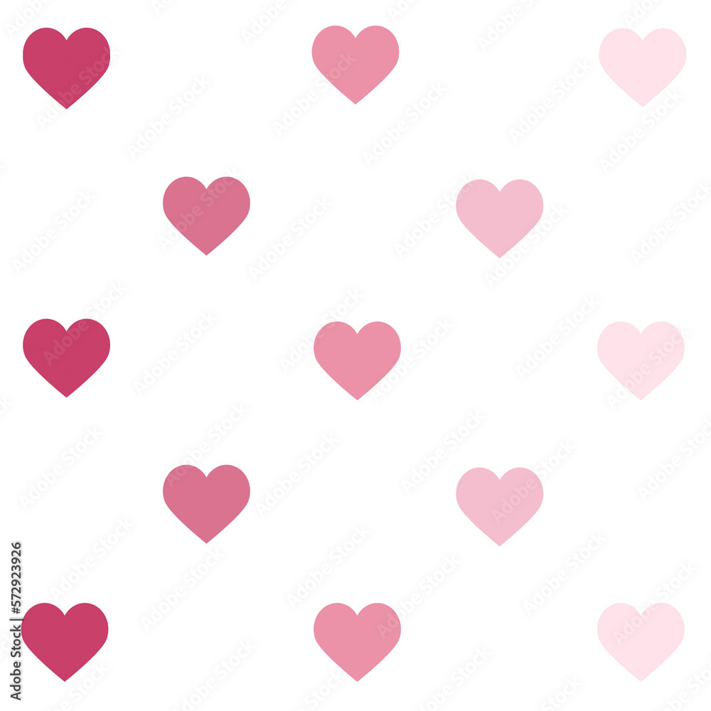 pink ombre colored hearts on white ground seamless pattern background