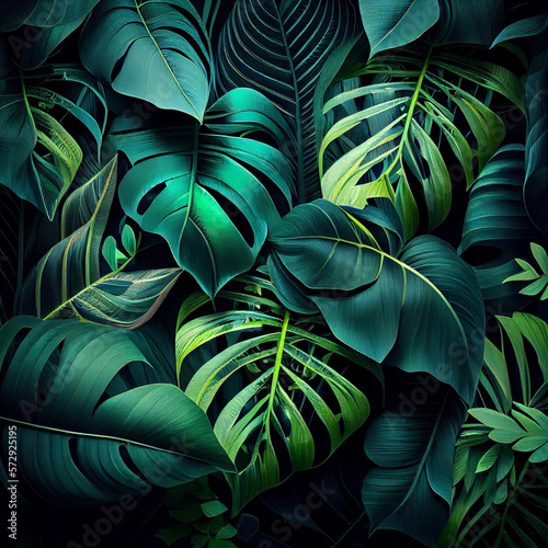 Wallpaper Mural background with leaves Torontodigital.ca