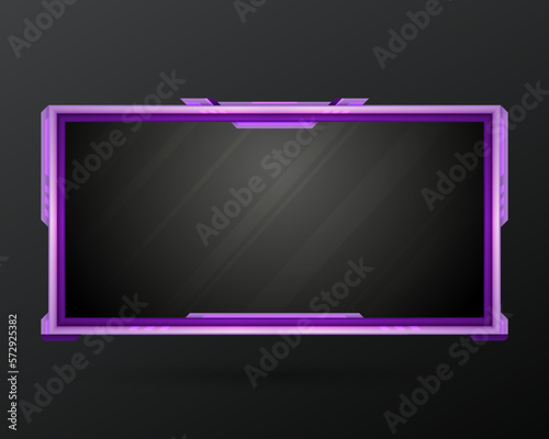 Abstract glossy purple live stream overlay game interface screen panel frame template