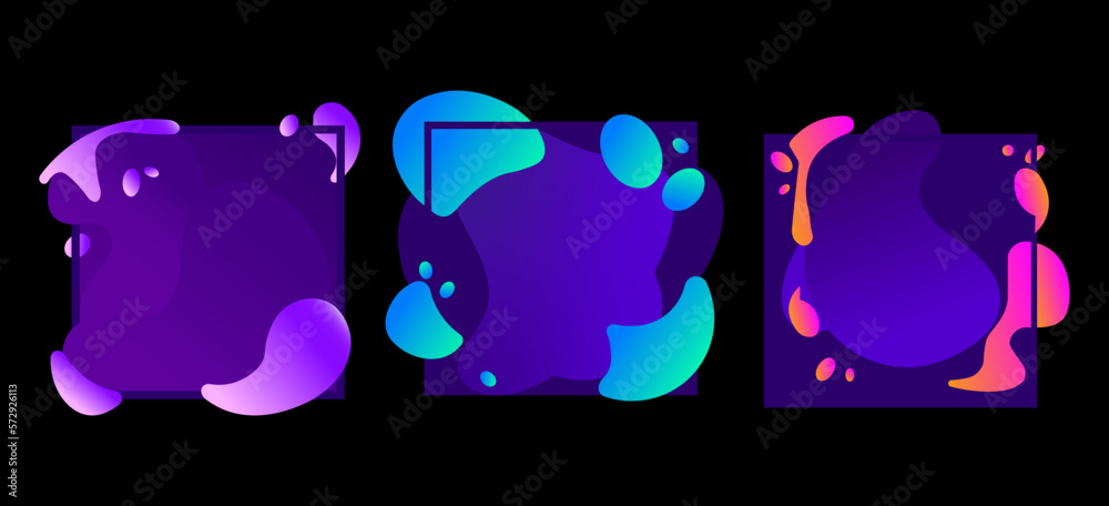 Abstract forms of frames. Modern liquid gradient, liquid shapes motion banner and abstract concept frame isolated vector