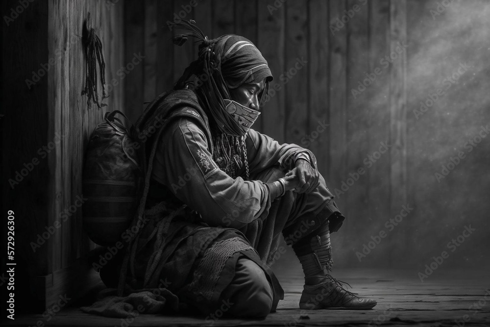 Ancient traditional chinese assassin ninja in black clothes. Dark background wallpaper. Ancient traditional chinese assassin ninja in black clothes. Dark background wallpaper.