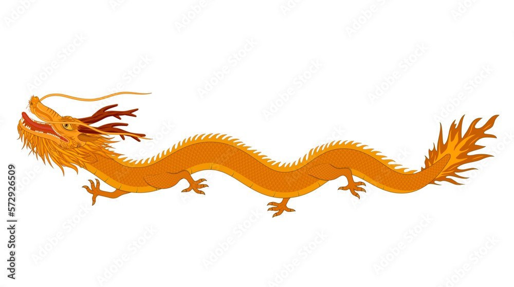 Material of a crawling oriental Chinese dragon