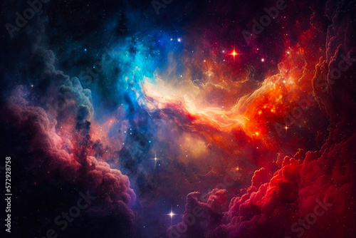 Cosmic panoramic background. Outer space. Generative AI