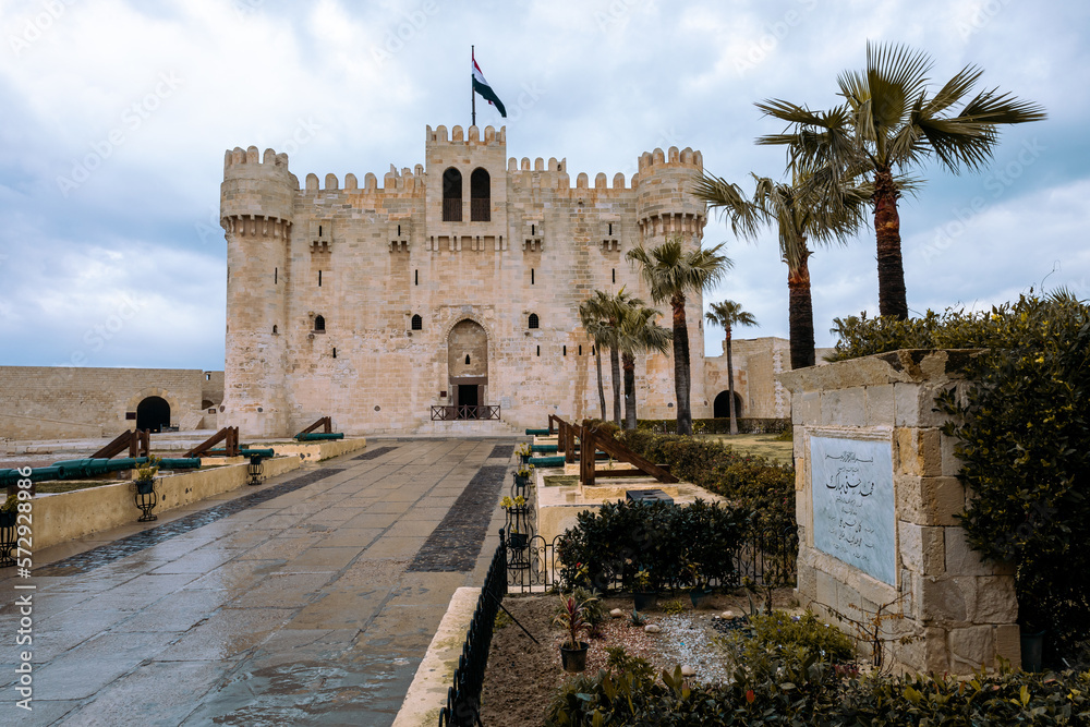 Citadel of Qaitbay, a 15th century defensive fortress located on the Mediterranean sea coast. Alexandria, Egypt. Africa. 