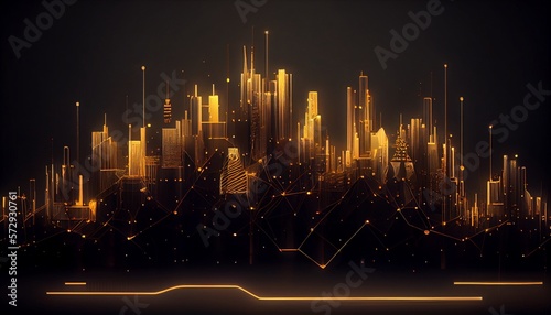 City future network background with lights. Generative AI  Generative  AI