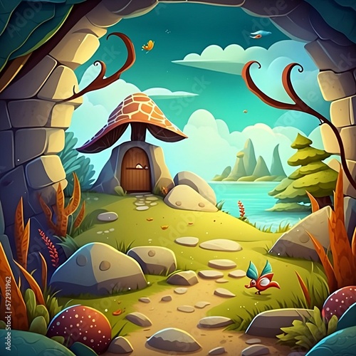 Mushroom city landscape illustration (ID: 572931962)