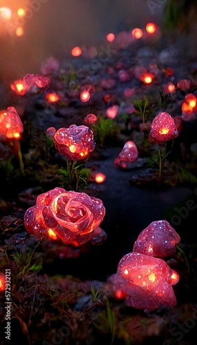 pink rose field illuminating (ID: 572932121)