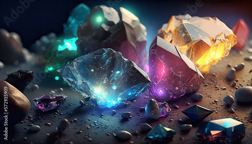 Magical glowing gemstones - Generative AI