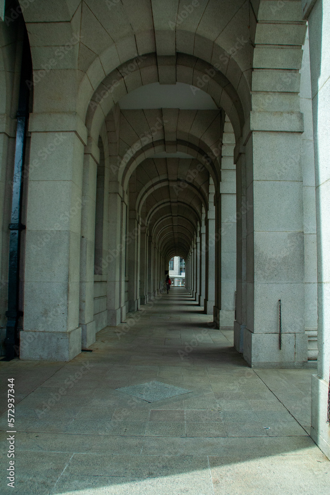 Hallway with arches centered