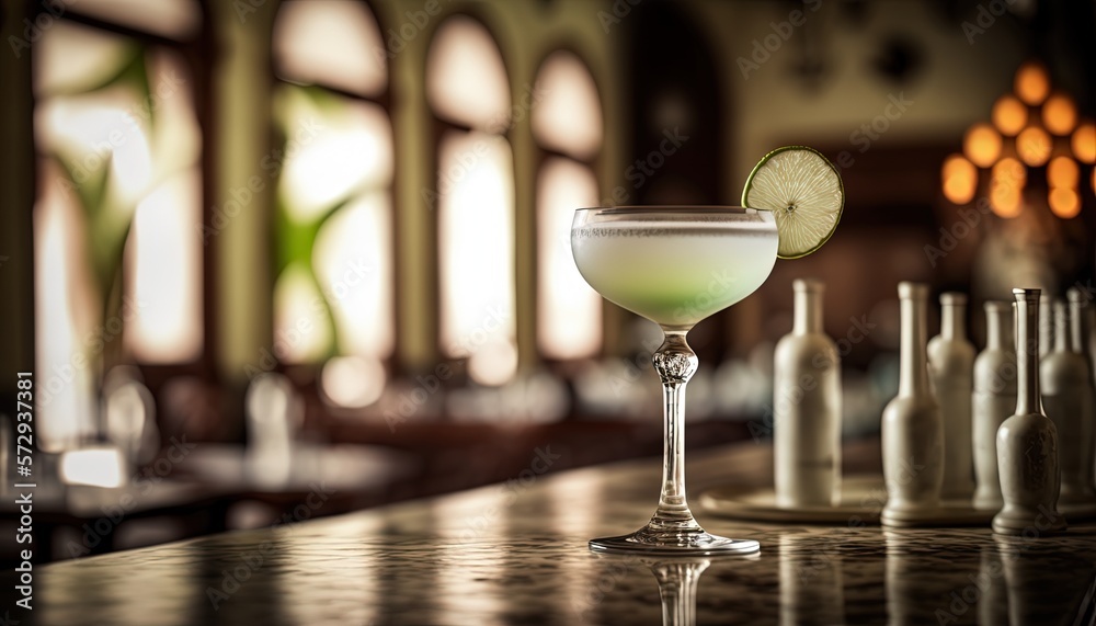 close up a glass of Daiquiri cocktail at vintage bar bokeh light, Generative Ai
close up a glass of Daiquiri cocktail at vintage bar bokeh light, Generative Ai