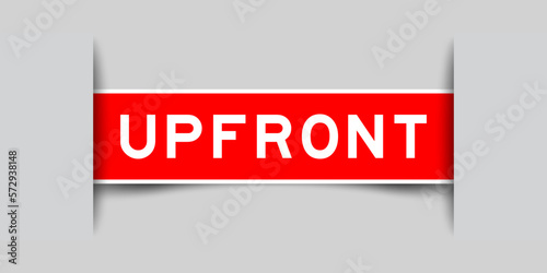 Inserted red color label sticker with word on gray background