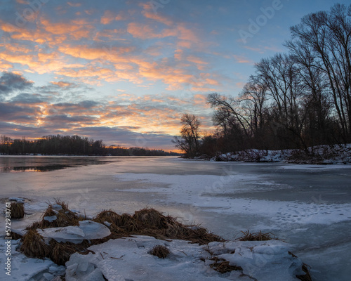 winter sunrise over the lake