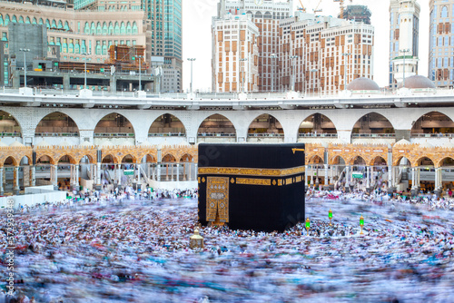 The Circumambulation (Tawaf) of the Pilgrims Around the Kaaba in Mecca photo