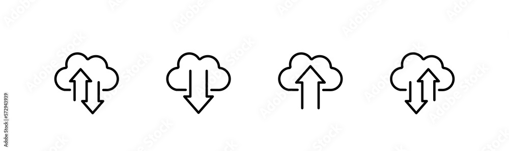 Cloud wiht arrow icon set. Data exchange symbol. Upload and download Cloud wiht arrow icon set. Data exchange symbol. Upload and download