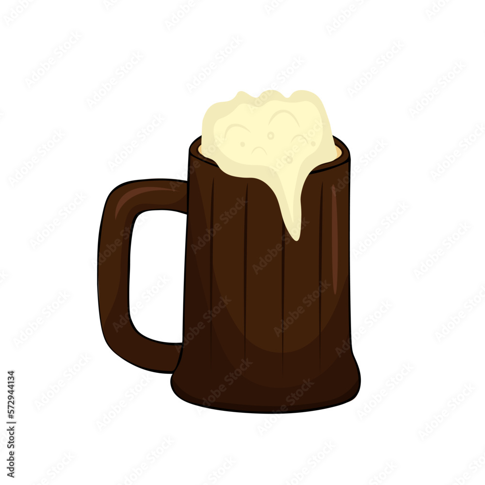 Vector illustration of a wooden beer mug on a white background Vector illustration of a wooden beer mug on a white background