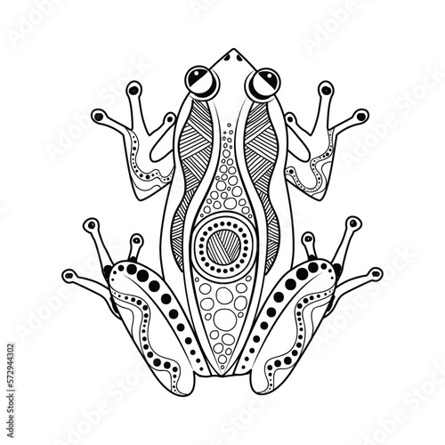 Frog drawing in aboriginal art style - Vector illustration