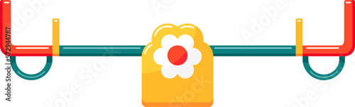Seesaw for children's summer games on playground. Outdoor entertainment equipment. Vector colorful flat cartoon illustration isolated on white background