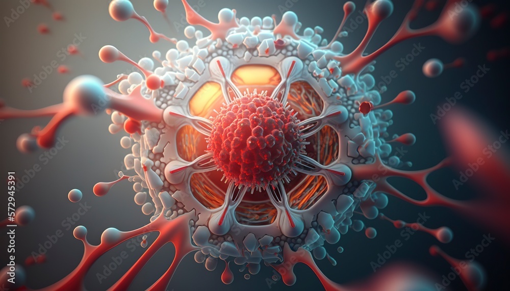 Antibodies in the human body are swallowing the virus. AI technology generated image Antibodies in the human body are swallowing the virus. AI technology generated image