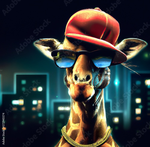 cool giraffe with sunglasses

