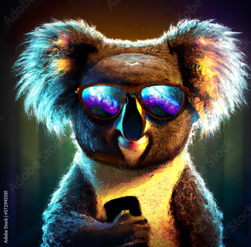 cool koala with sunglasses
