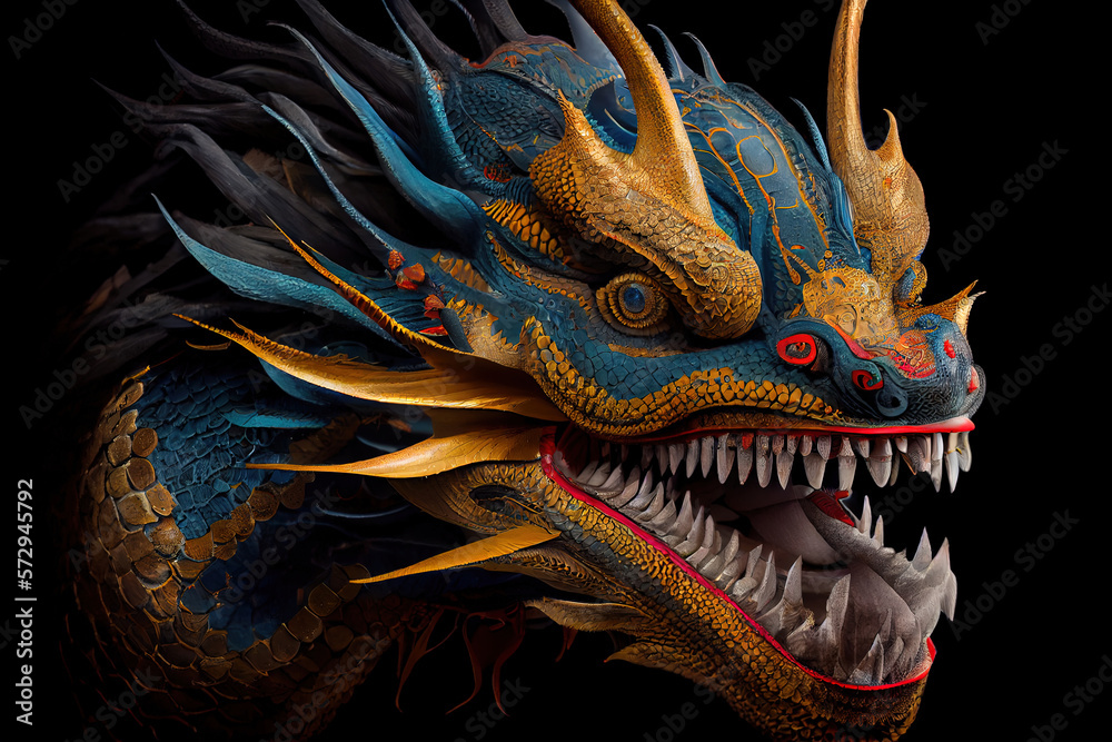 Fototapeta premium Traditional chinese dragon. Chinese Lunar New Year. Happy chinese new year 2024. Years of the Dragon. Generative AI technology