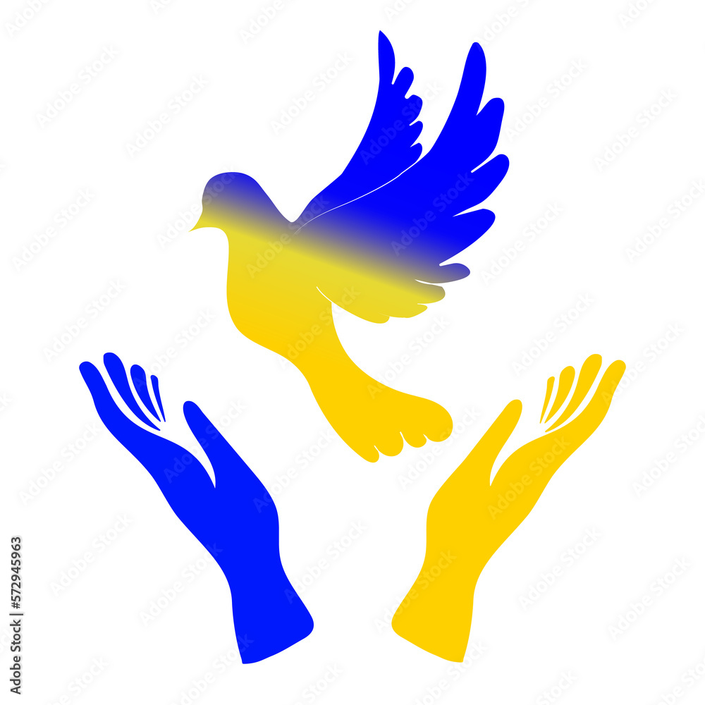 Obraz premium Dove of peace. The concept of peace in Ukraine, the color of the flag of Ukraine