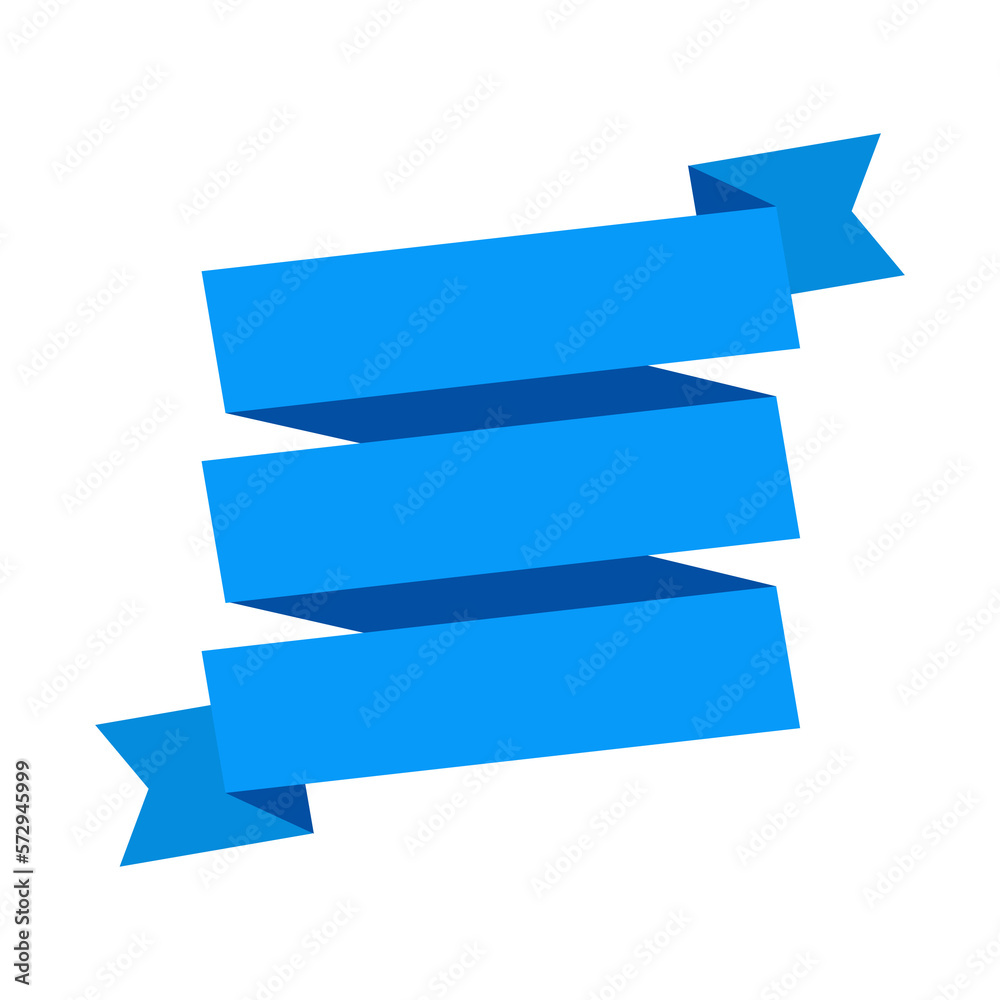 Blue ribbon for design, discount offer and gift. Retro style. Flat ribbon illustration. Blue ribbon for design, discount offer and gift. Retro style. Flat ribbon illustration.