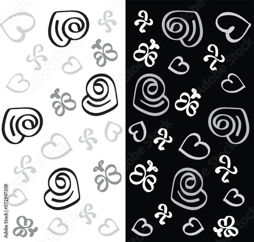 Vector ilustration off icon love, Hearts, make to background ilustration for valentine day. And greeting cards, colorful, black and white, greyscale, and simpel background. 